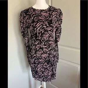 THE KOOPLES SHORT BLACK AND PINK ZEBRA-PRINT DRESS